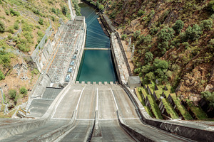 Steep concrete dam spillway, an Industrial Photo by SkyNext
