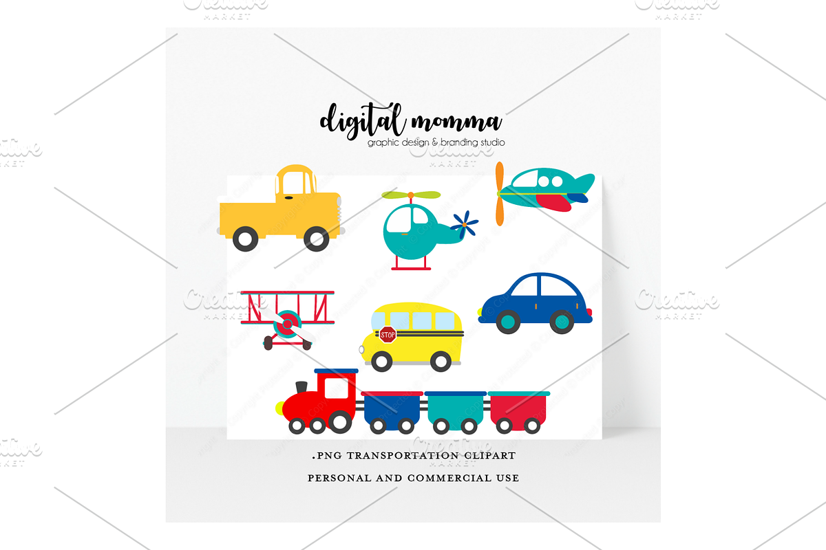 Transportation Clipart, a Graphic by Digital Momma