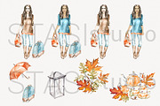 Autumn Travel Watercolor Clipart, a Decorative Illustration by STASIstudio (Thumbnail 2 of 5)