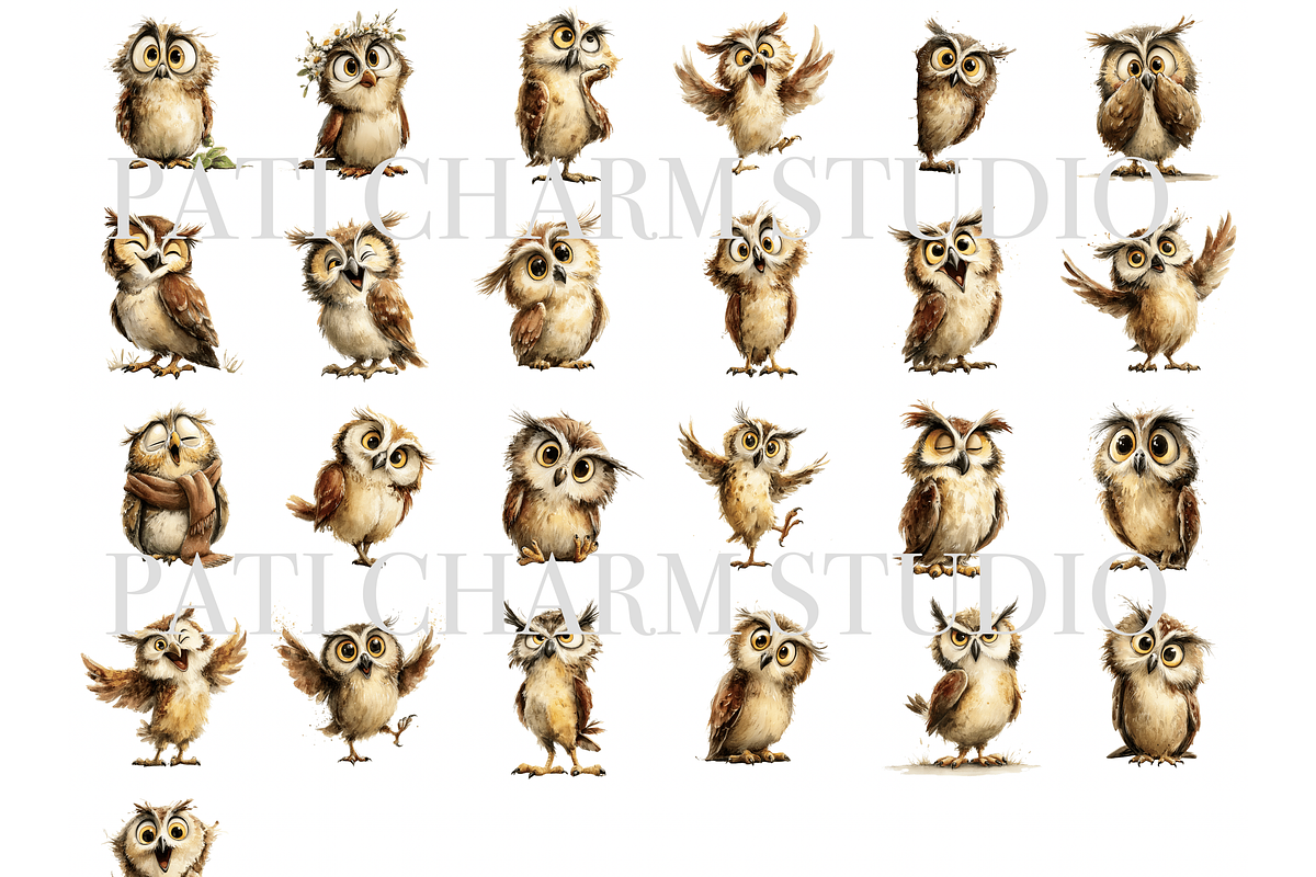 25 Owl Clipart PNGs, an Animal Illustration by Pati Charm Studio (Photo 2 of 8)