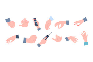 Human hands different postures. Flat, an Illustration by LadadikArt