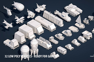 32 Low Poly Vehicles - Game Design