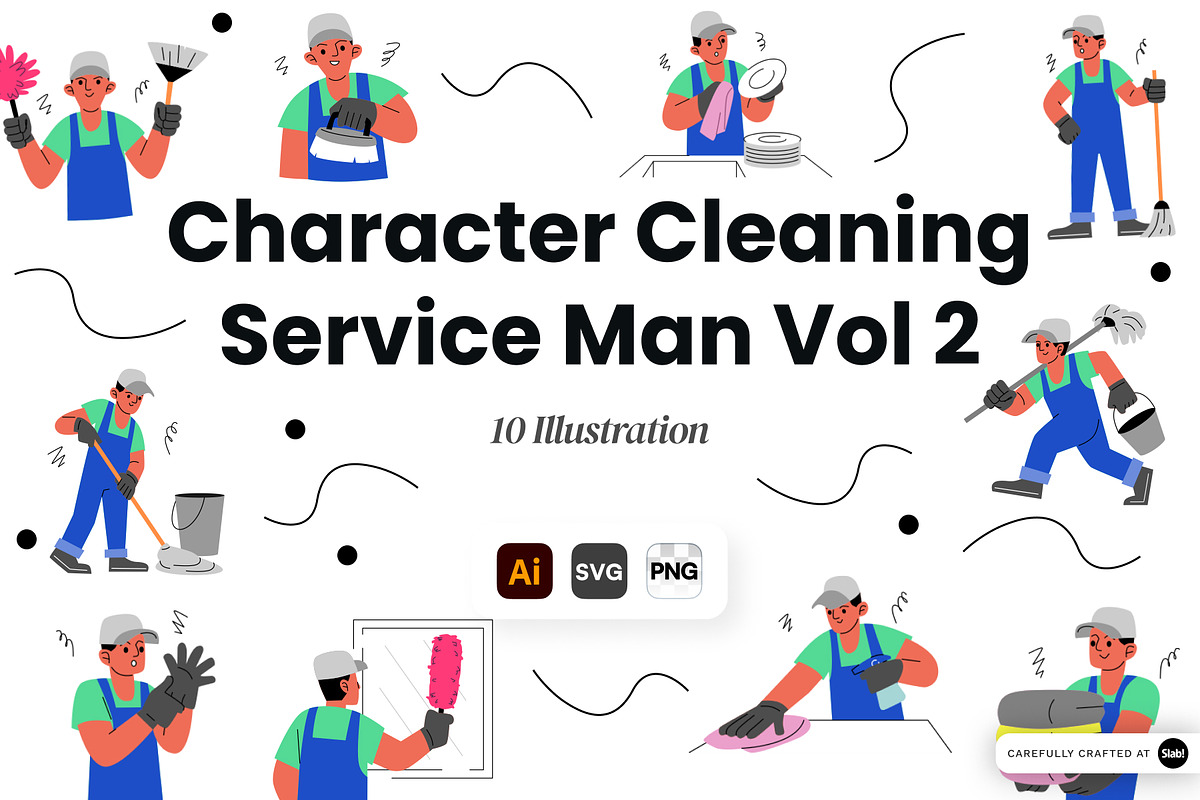 Cleaning Service Man Vol 2, a Work Illustration by SLAB! Design (Photo 1 of 3)