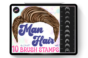 Man Hair Brush Stamps Procreate