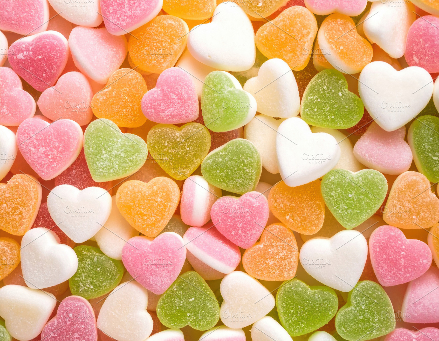 Colorful heart shaped gummy candies background, a Food & Drink Photo by Davizro's Market