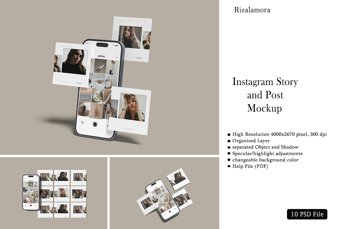 Instagram story and post mockup, a Social Media Template by rizalamora (Photo 1 of 11)