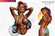Rockabilly Summer Girls Clipart Set, a Person Illustration by ThatsDesignArt (Thumbnail 7 of 10)
