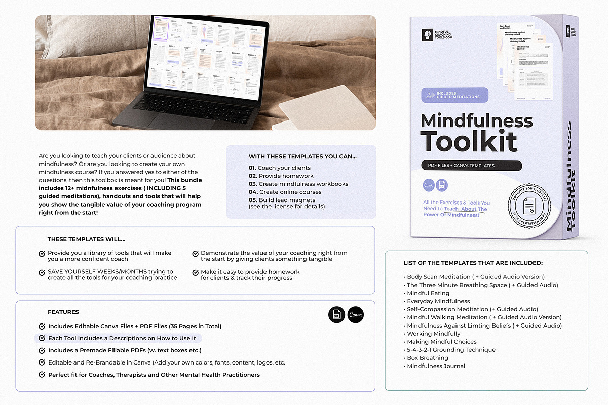 Mindfulness Worksheet Bundle, a Templates & Theme by AndrewPixel (Photo 2 of 13)