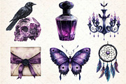 Spooky Purple Halloween Clipart, an Illustration by Dream Creation (Thumbnail 2 of 7)