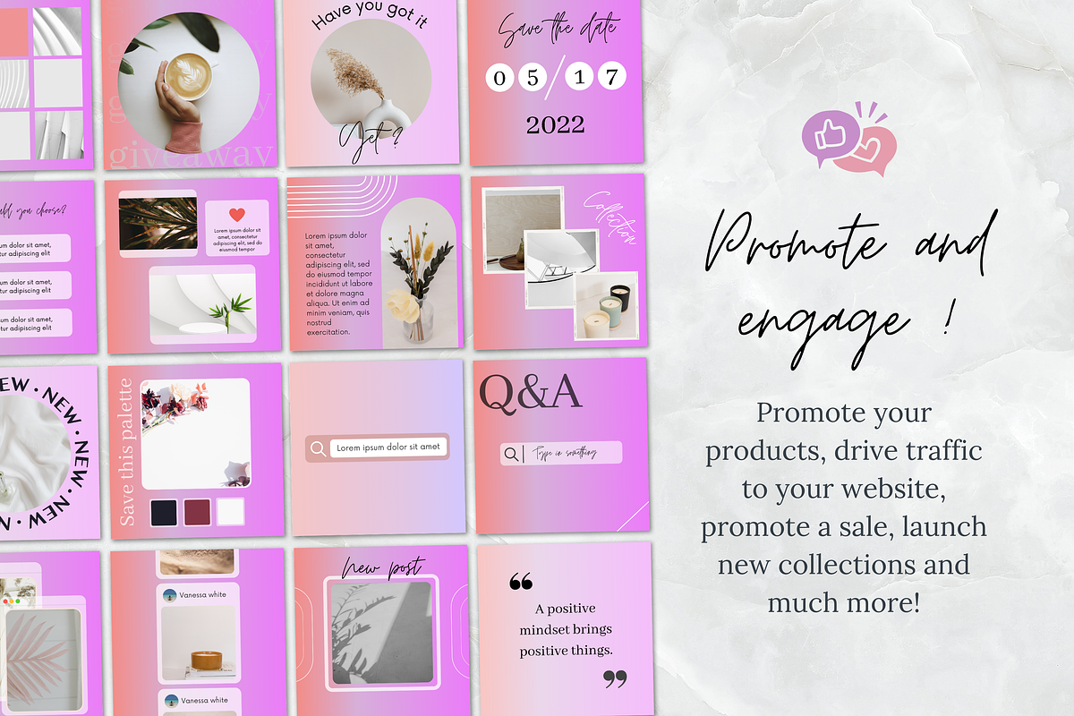 Instagram Template/Gradient Posts, a Social Media Template by PittaFinePrint (Photo 3 of 8)