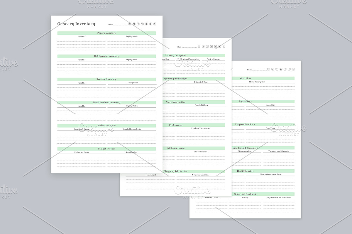 Meal Planning Pages Set V-08, a Stationery Template by shahsoft (Photo 2 of 3)