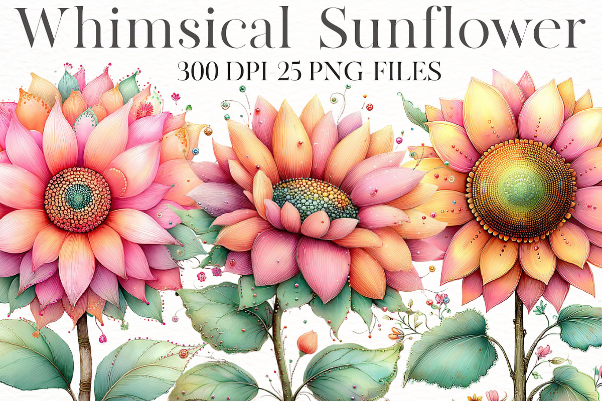 Whimsical sunflower Clipart, an Illustration by Designworld (Photo 1 of 8)