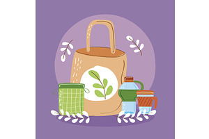 reusable bag with containers, an Object Illustration by studiogstock