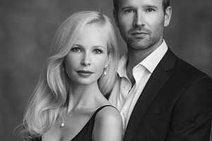 Couple posing in black and white wearing elegant formal attire,, a Person Photo by Studio ANNA