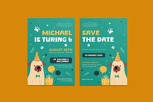 Cute Dog Birthday Invitation, an Invitation Template by iDoodle Studio