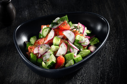 salad on grey, a Photo by dmitryersler