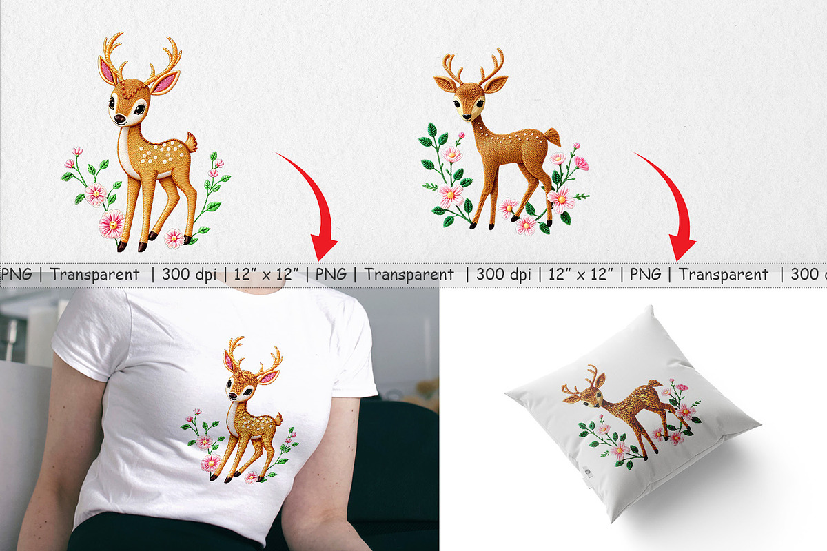 Deer Embroidery Clipart, a Graphic by Artnoy (Photo 3 of 5)