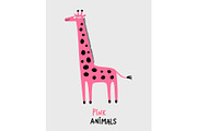 Pink Animals, A Giraffe, a Pattern Graphic by Irene Loal (Thumbnail 2 of 3)