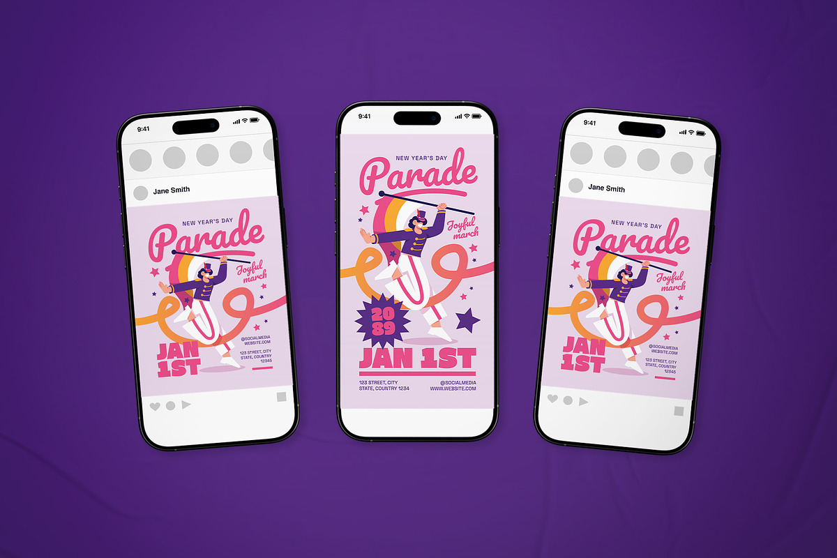 New Year's Day Parade Event Flyer, a Flyer Template by The Good Store (Photo 2 of 2)