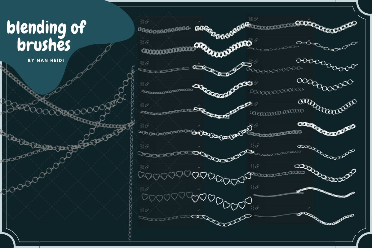 20 Chain Procreate brushes, a Brush Add-On by Nan'Heidi (Photo 2 of 3)