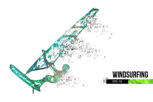 Silhouette of a windsurfer
