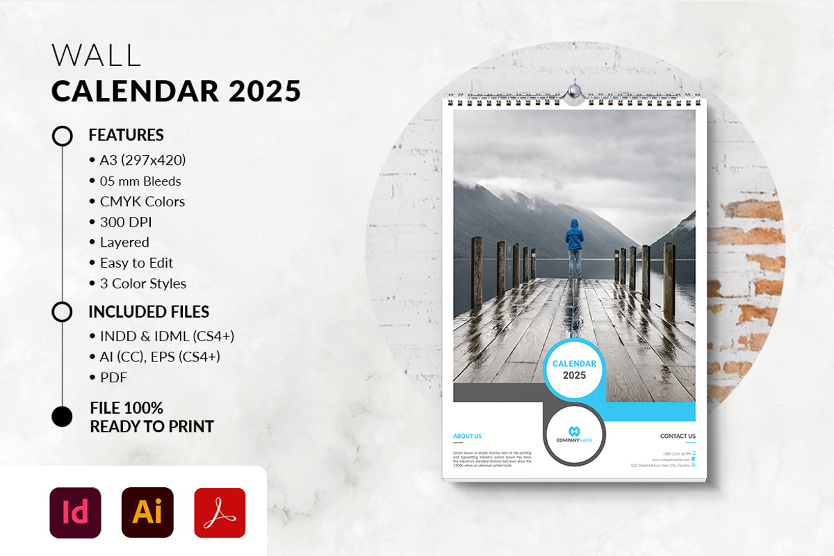 Printable 2025 Calendar A3 Size, a Stationery Template by MstArtwork (Photo 4 of 4)