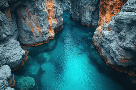 Stunning turquoise waters flowing th, a Photo by Tanuart
