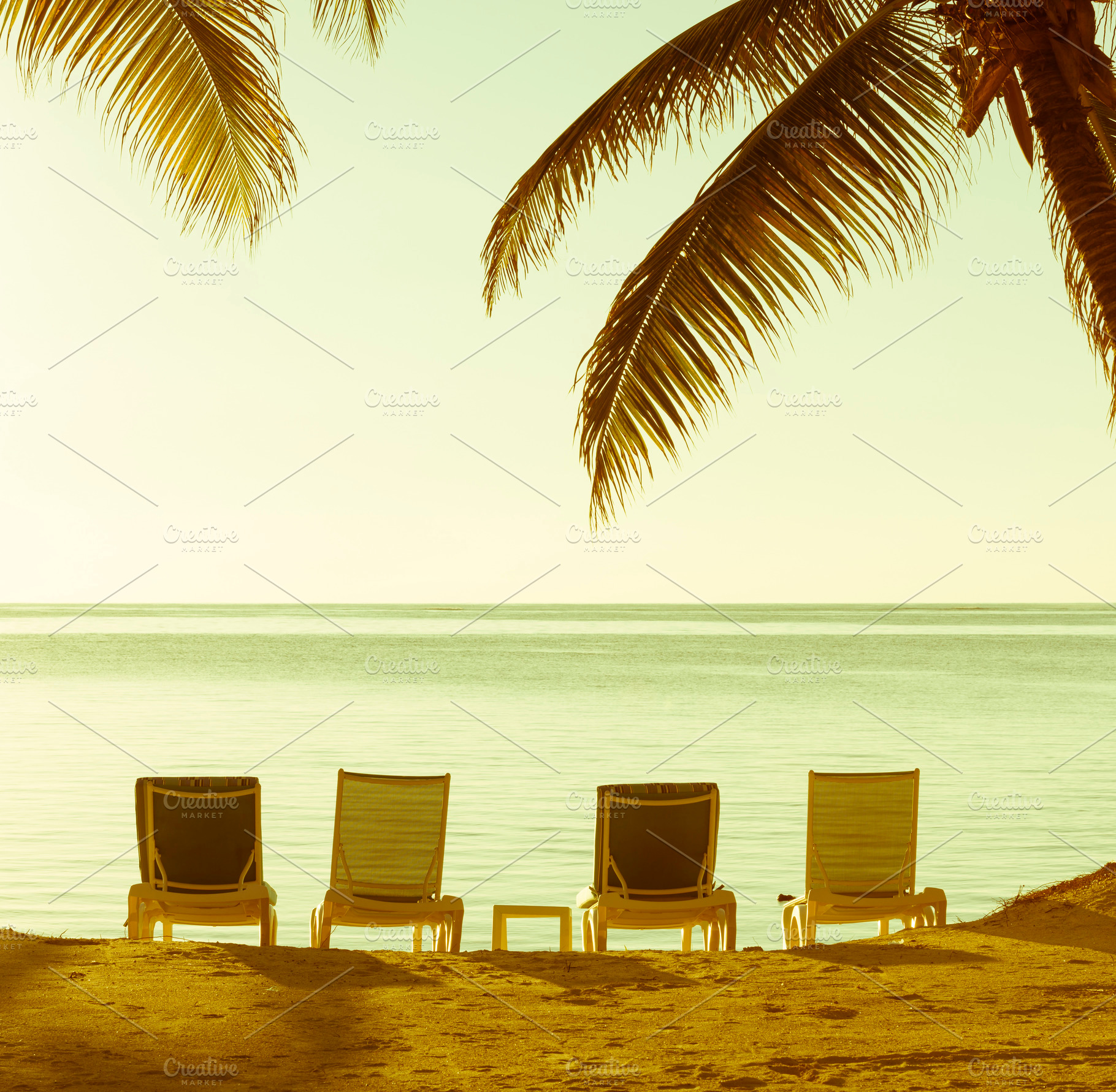 Beach Chairs Vintage Background, a Holiday Photo by THP Creative