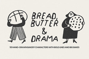 50 Hand-Drawn Bakery Characters, a Food Illustration by Veyla