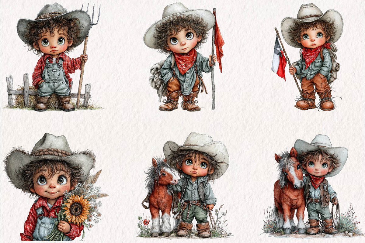 western-boy-clipart-bundle, a Seasonal Illustration by CreationArt (Photo 2 of 7)