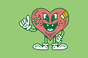 Retro Brokenhearted Love Mascot