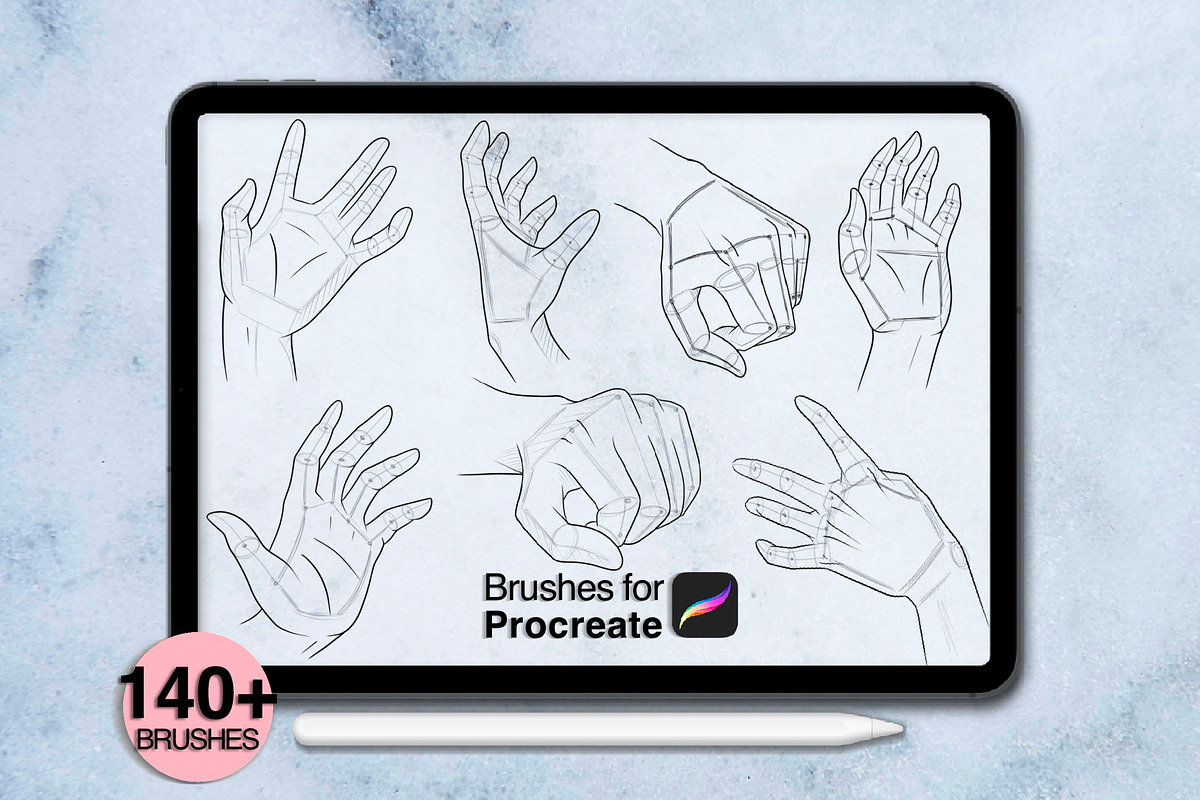 140+ hands anatomy procreate brushes, a Brush Add-On by Arts For Peace (Photo 7 of 9)