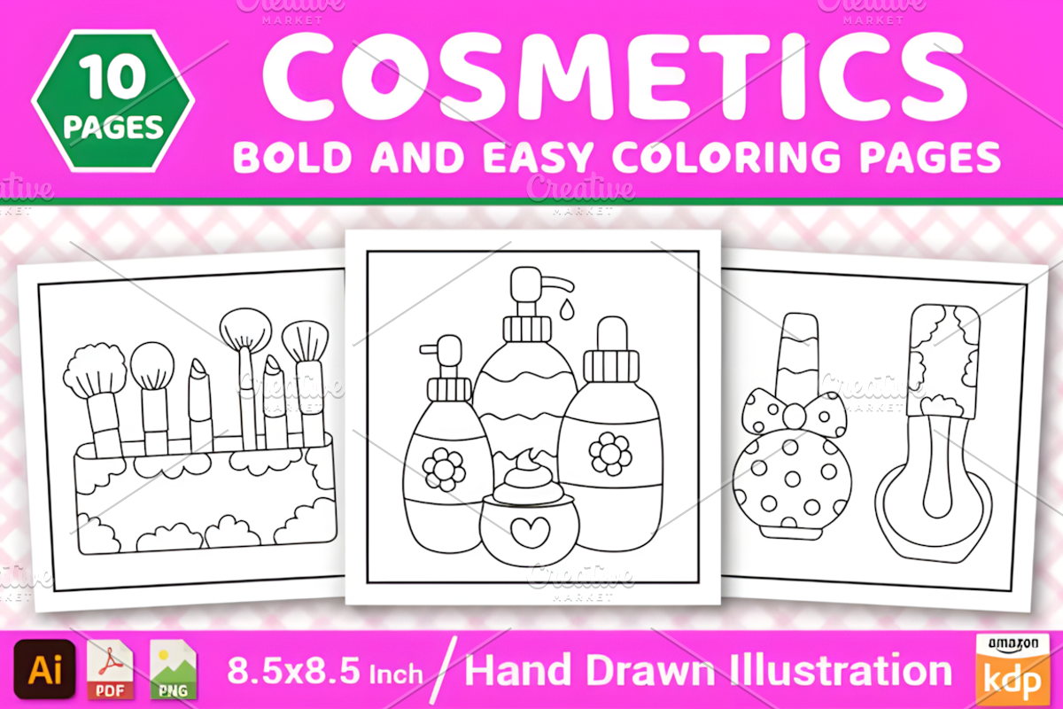 Cosmetics Bold and Easy Coloring, a Decorative Illustration by Design Station (Photo 1 of 3)