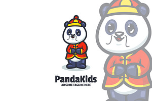 Chiness Panda Mascot Cartoon Logo.