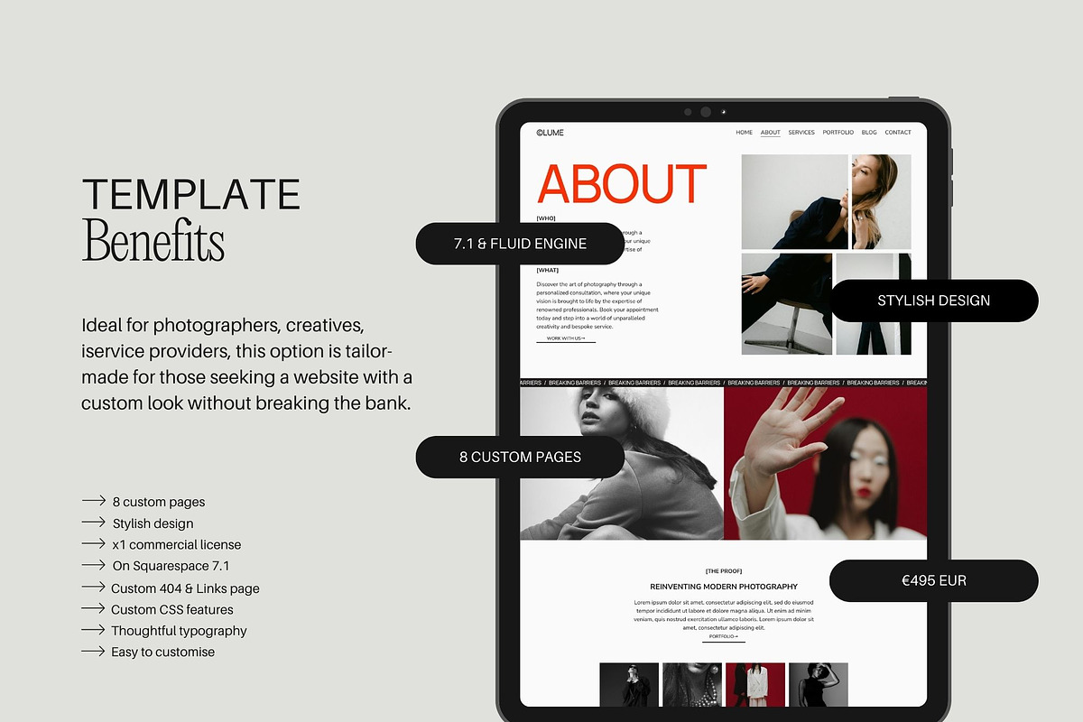 Photography Squarespace 7.1 Template, a Squarespace Template by Studio Witzenhausen (Photo 8 of 22)