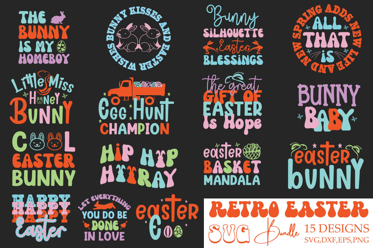 Retro Easter Svg Bundle, an Object Graphic by DollarSmart | Creative Market