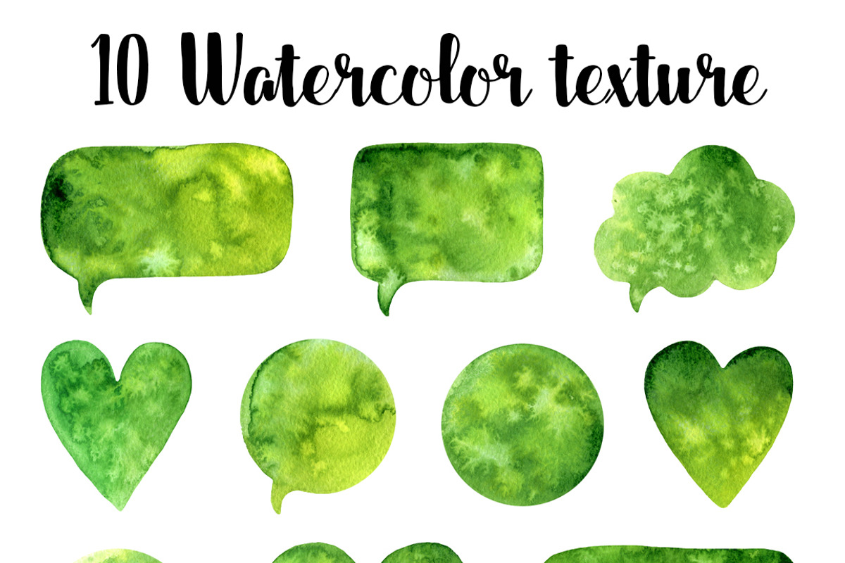 10 Green watercolor bubbles, a Texture Graphic by Midstream