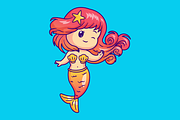 Cute Girl Mermaid Swimming Cartoon, a Person Illustration by Catalyst Labs (Thumbnail 1 of 3)