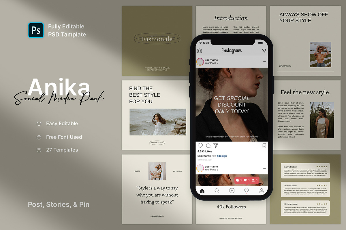 Anika - Fashion Social Media Pack, a Social Media Template by Neetlabs Studio (Photo 1 of 5)