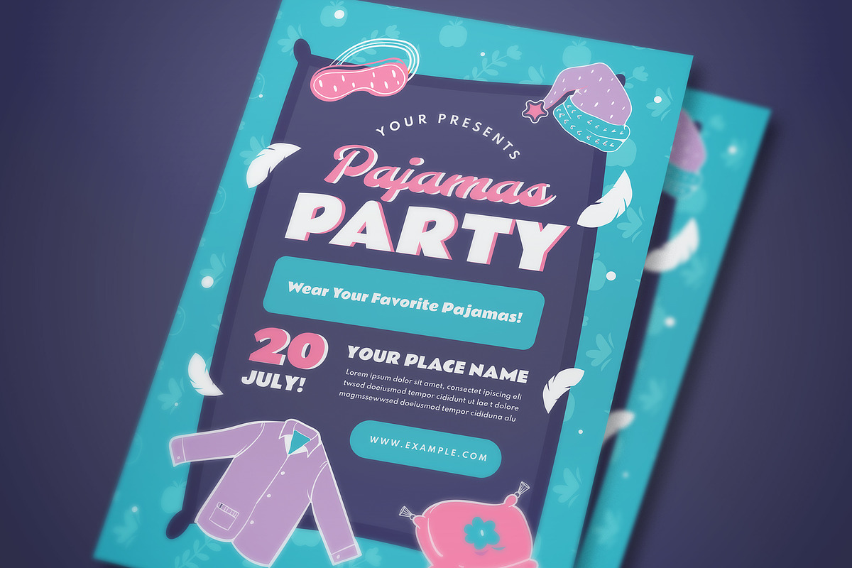 Pajamas Party Flyer Set, a Flyer Template by graphicook
