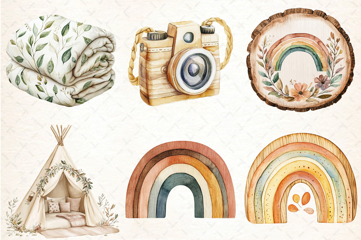 Baby Shower Clipart,Boho Nursery Cli, an Illustration by DreamCafeArt (Photo 4 of 7)