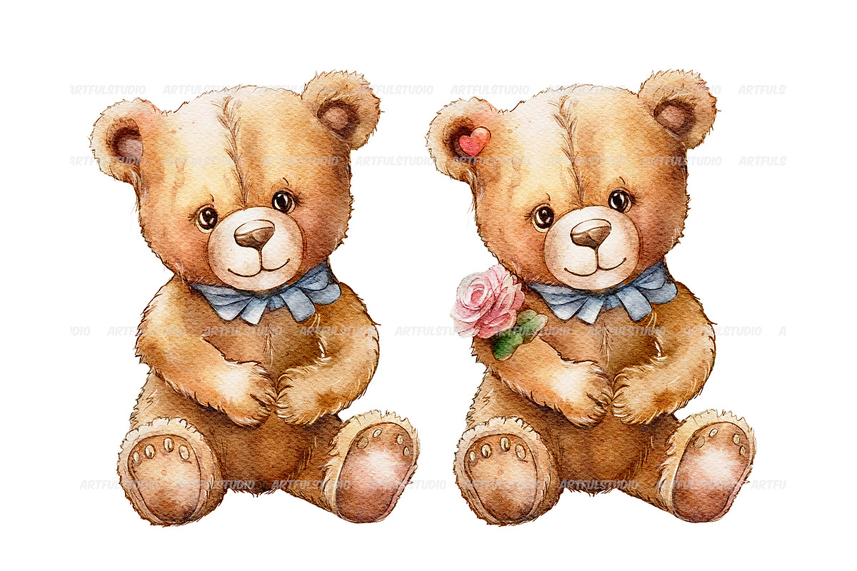 Valentine's day teddy bears clipart, an Animal Illustration by ArtfulStudio (Photo 8 of 10)