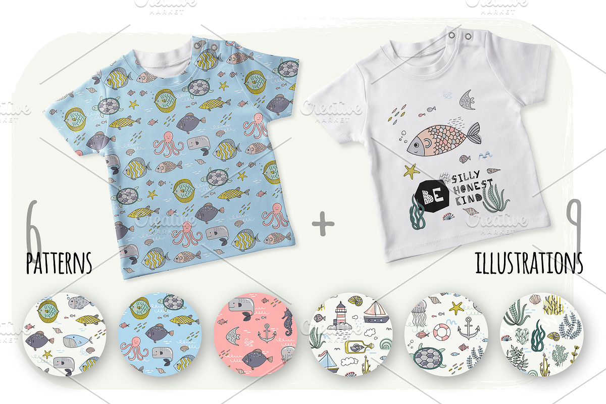 Marine. Design set., an Animal Illustration by kuchuk_design (Photo 4 of 5)