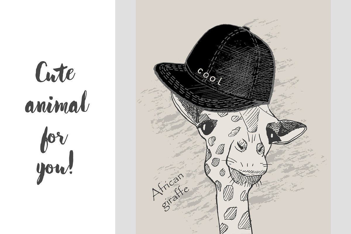 cool giraffe in rapper cap, an Object Graphic by Danya