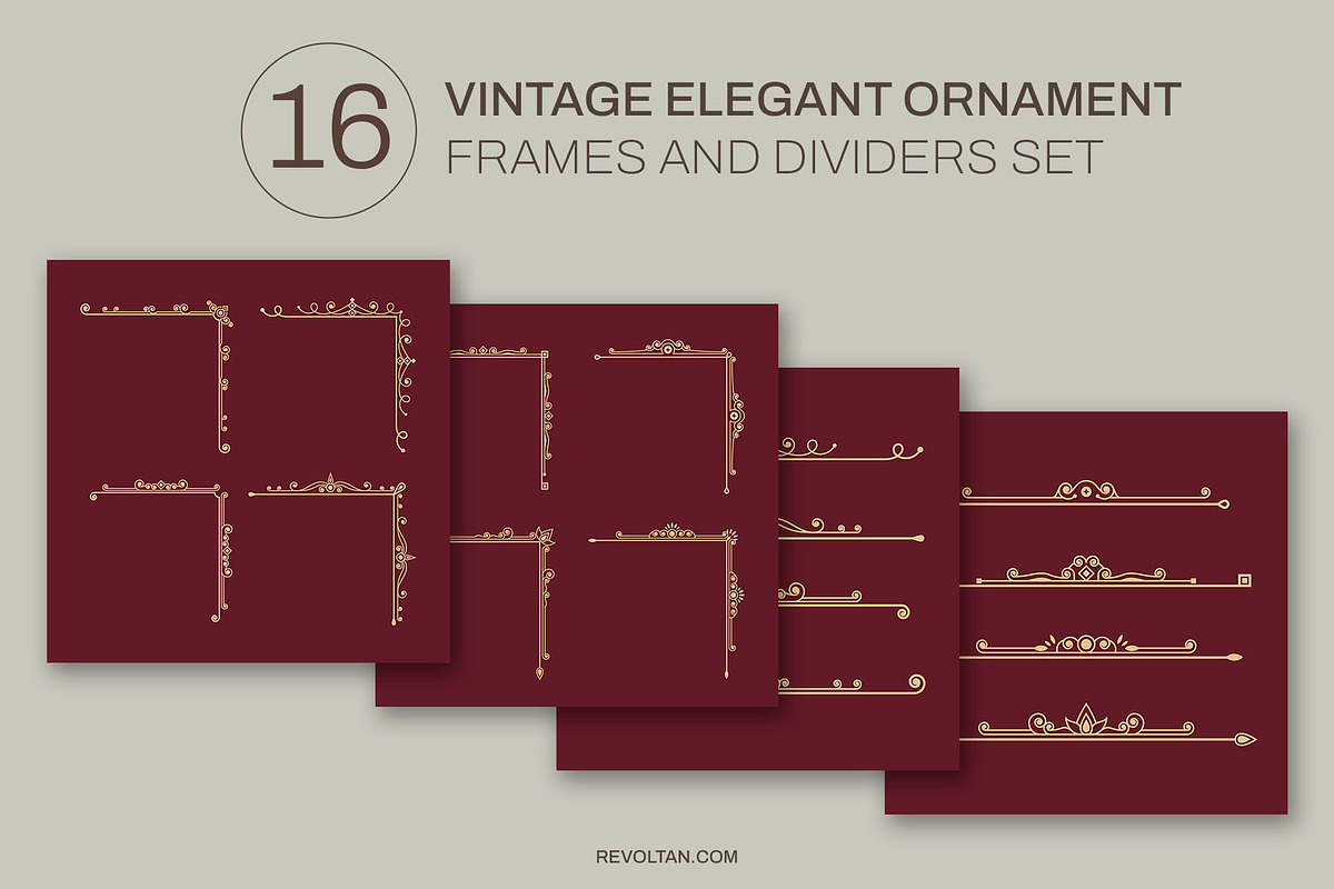 Vintage Elegant Ornament Frames Set, a Background Graphic by Revoltan Studios (Photo 1 of 3)