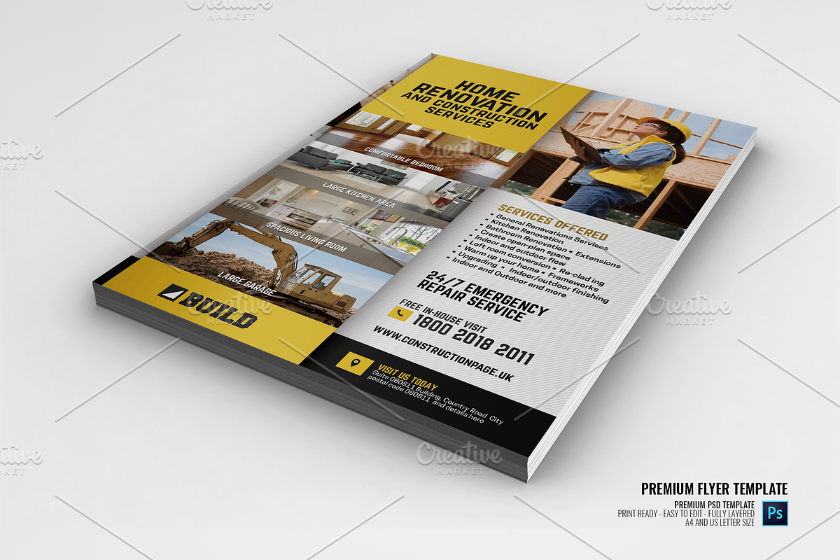 Construction and Building Flyer, a Flyer Template by PSDPixel