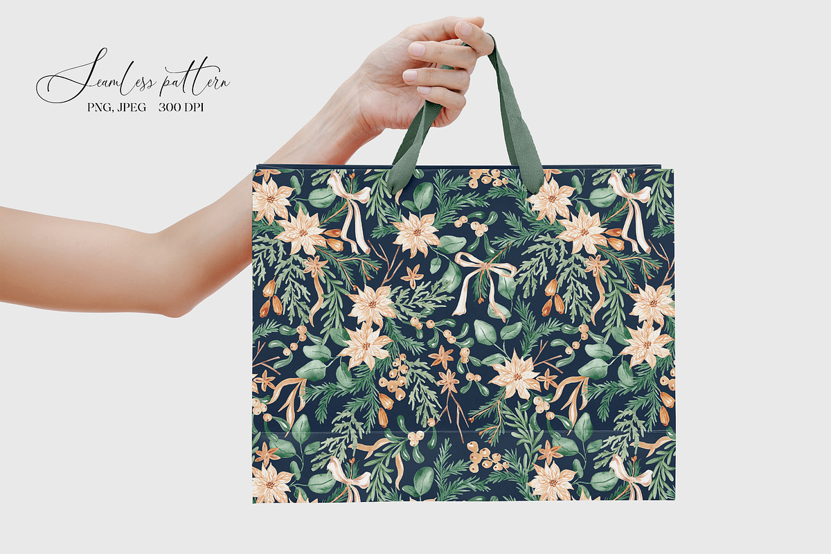 Festive Christmas Botanical Pattern, a Pattern Graphic by SirenaArt (Photo 11 of 15)