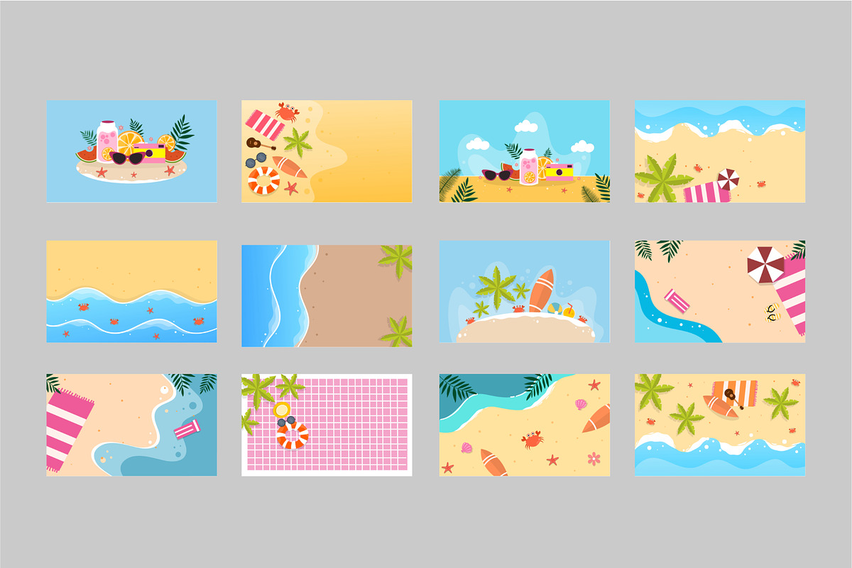 Summer background design vector set, a Decorative Illustration by foxndeer (Photo 3 of 4)