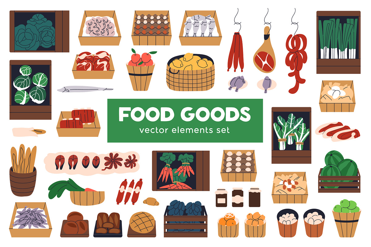 Eco harvest, farm food products set, a Food Illustration by Good Studio (Photo 1 of 3)