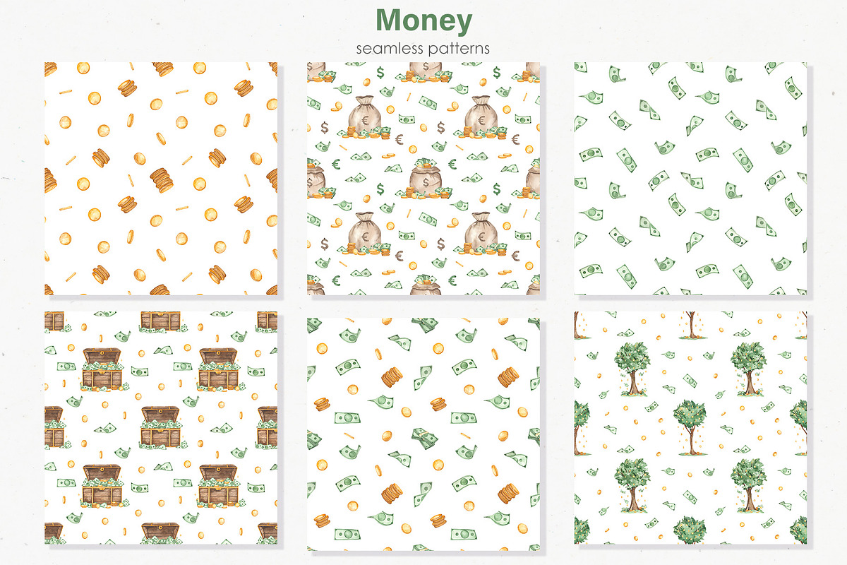 Money watercolor collection, a Finance Illustration by Marina Ermakova (Photo 9 of 11)